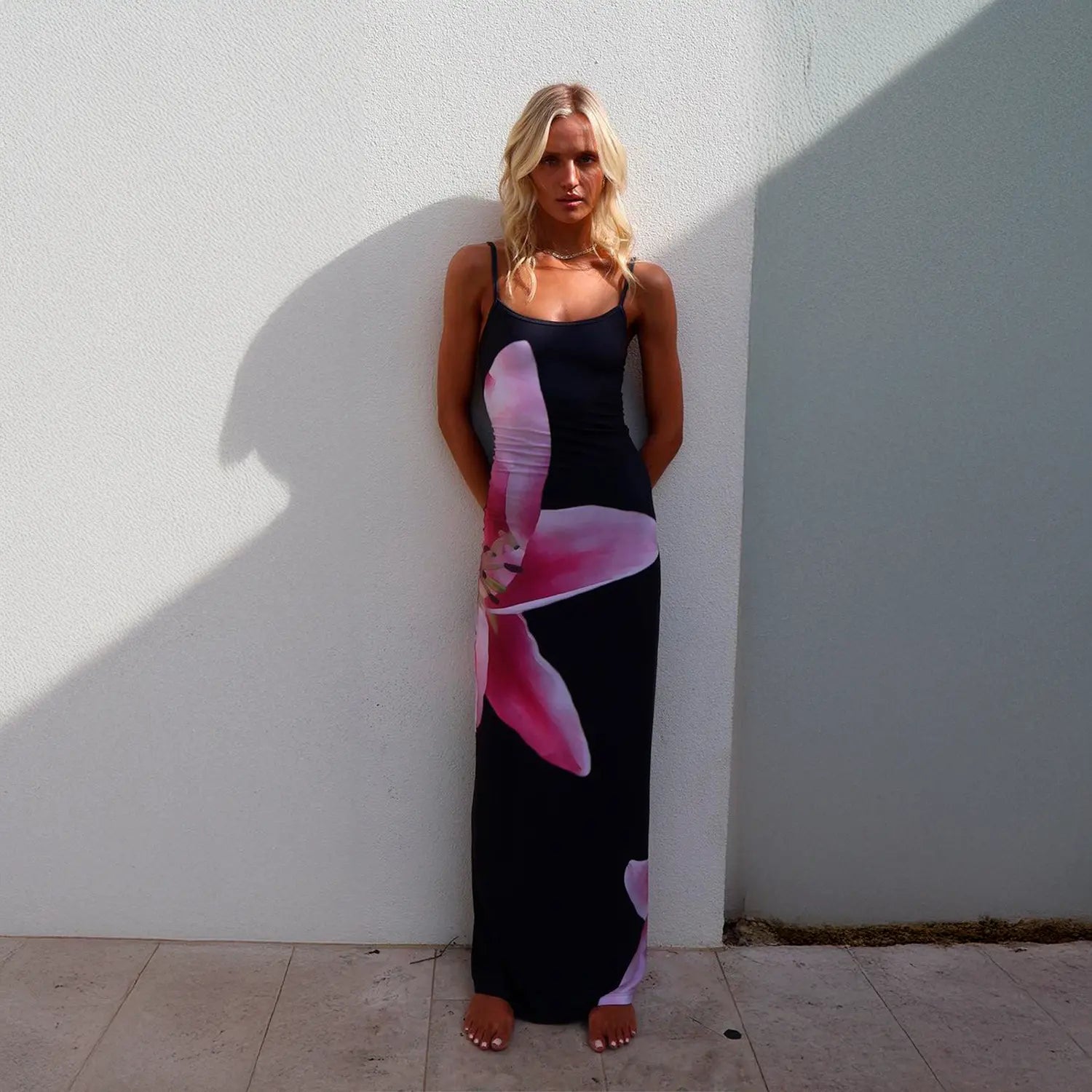 Vestido Preto Floral - Tulip