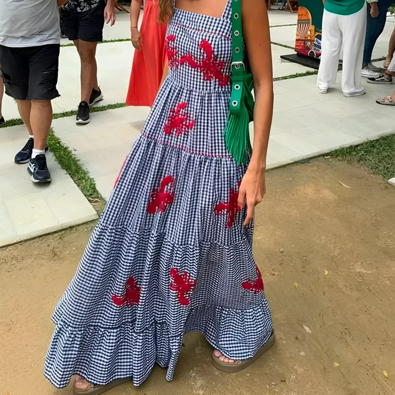 Vestido Maxi Bordado - Lobster
