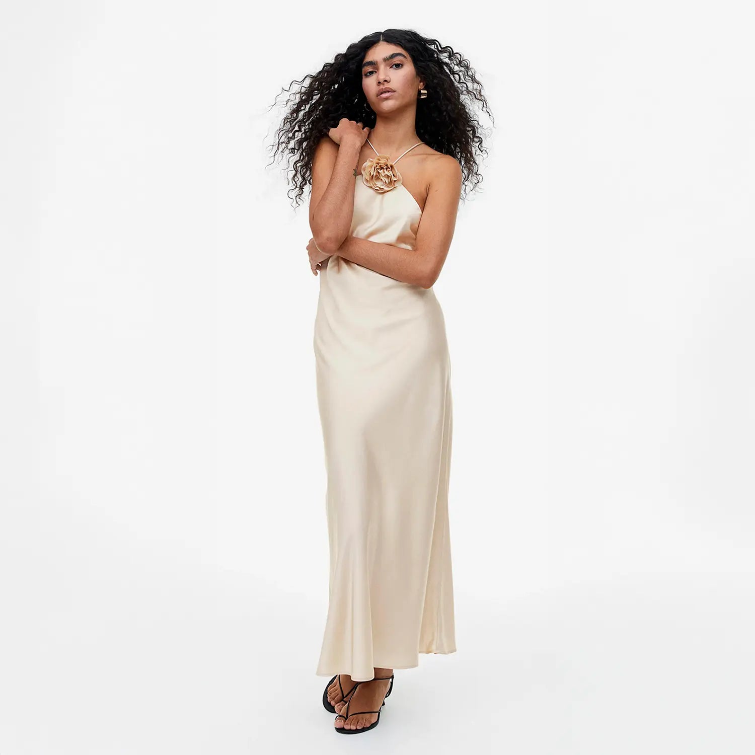 Vestido Longo com Detalhe de Flor - Vicenza
