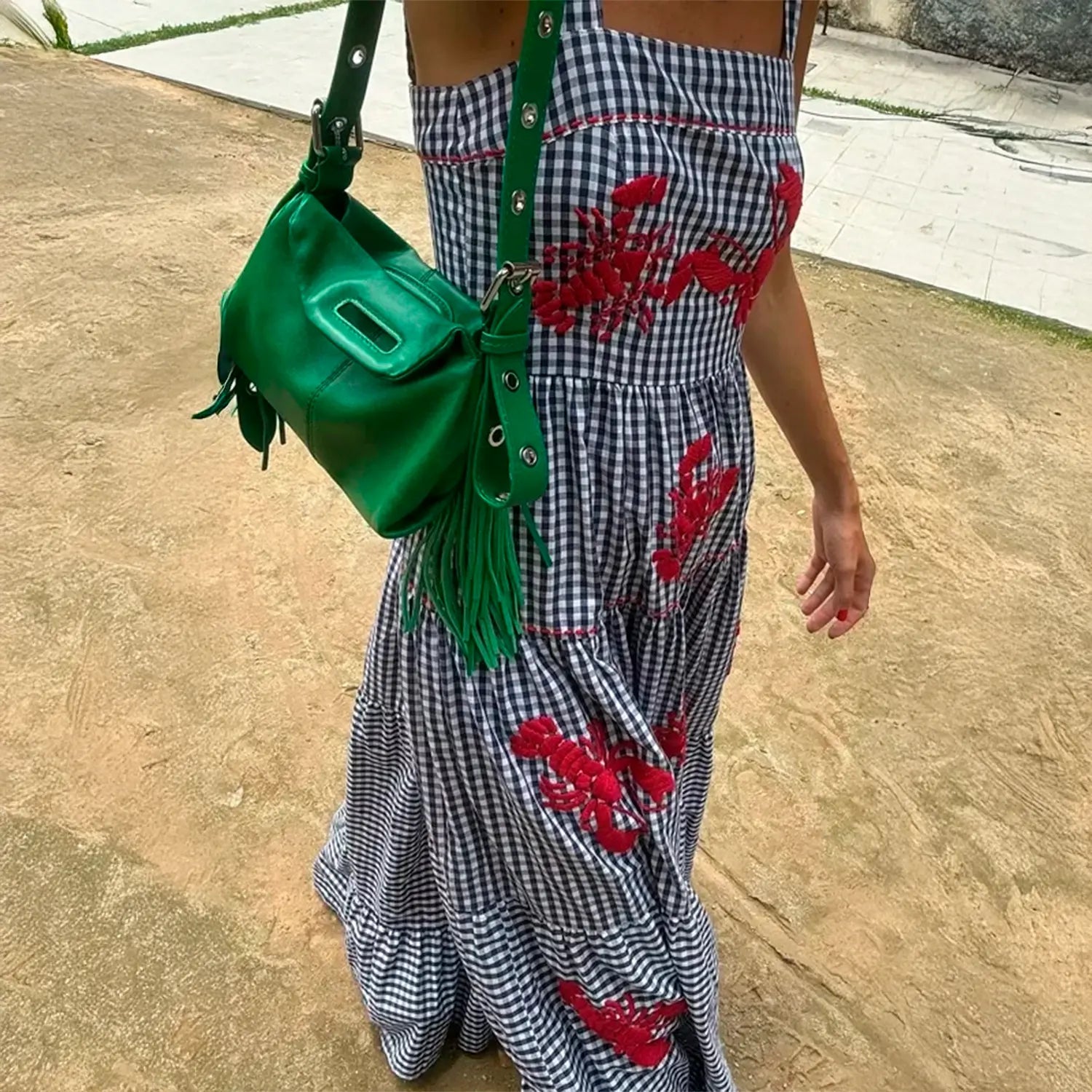 Vestido Maxi Bordado - Lobster