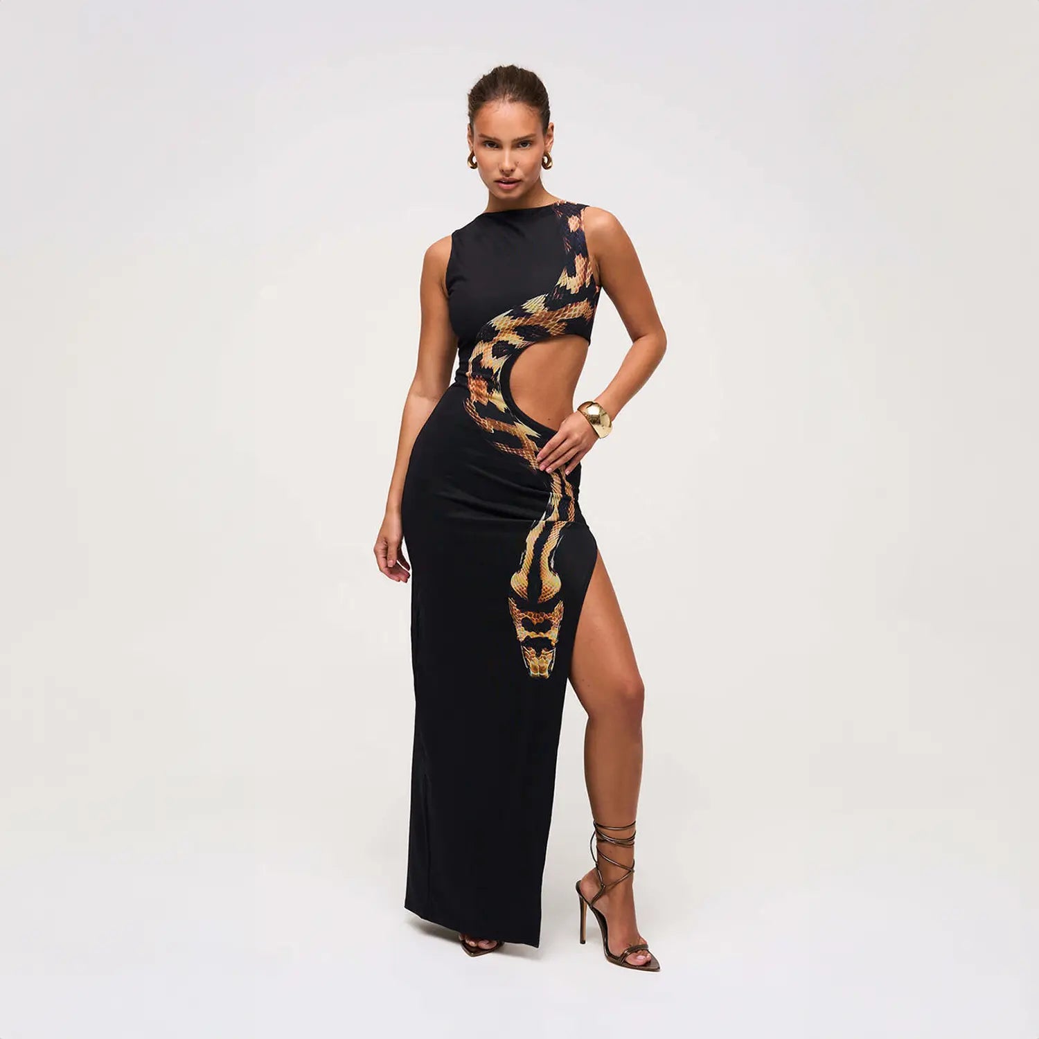 Vestido de Cobra com Fenda Estampado - Piton