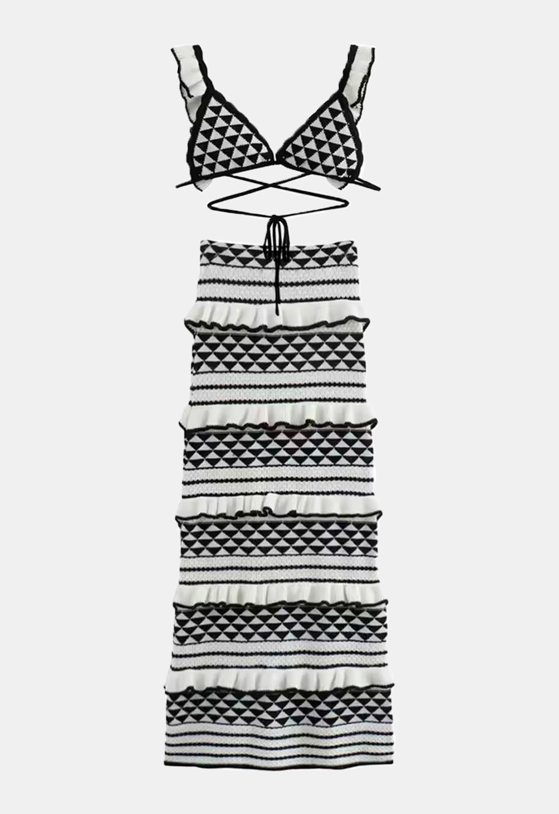 Conjunto de Top e Saia Estampado com Babados Caribe
