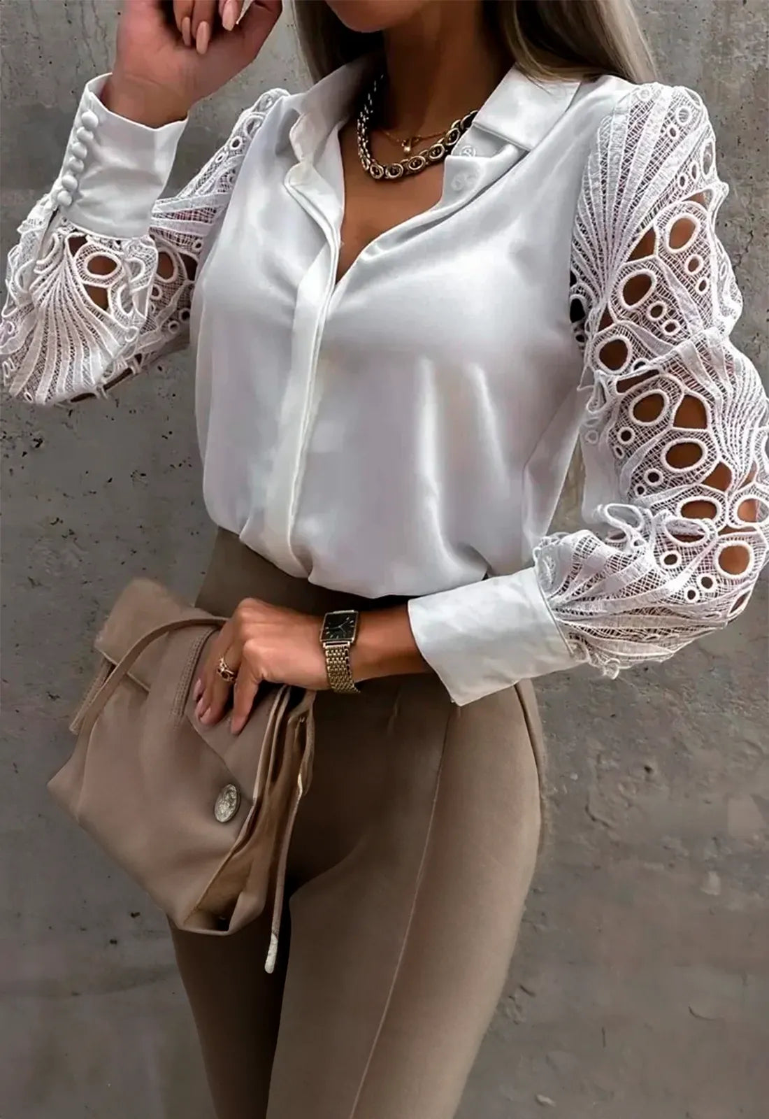 Camisa Feminina Elegante de Renda - Austin