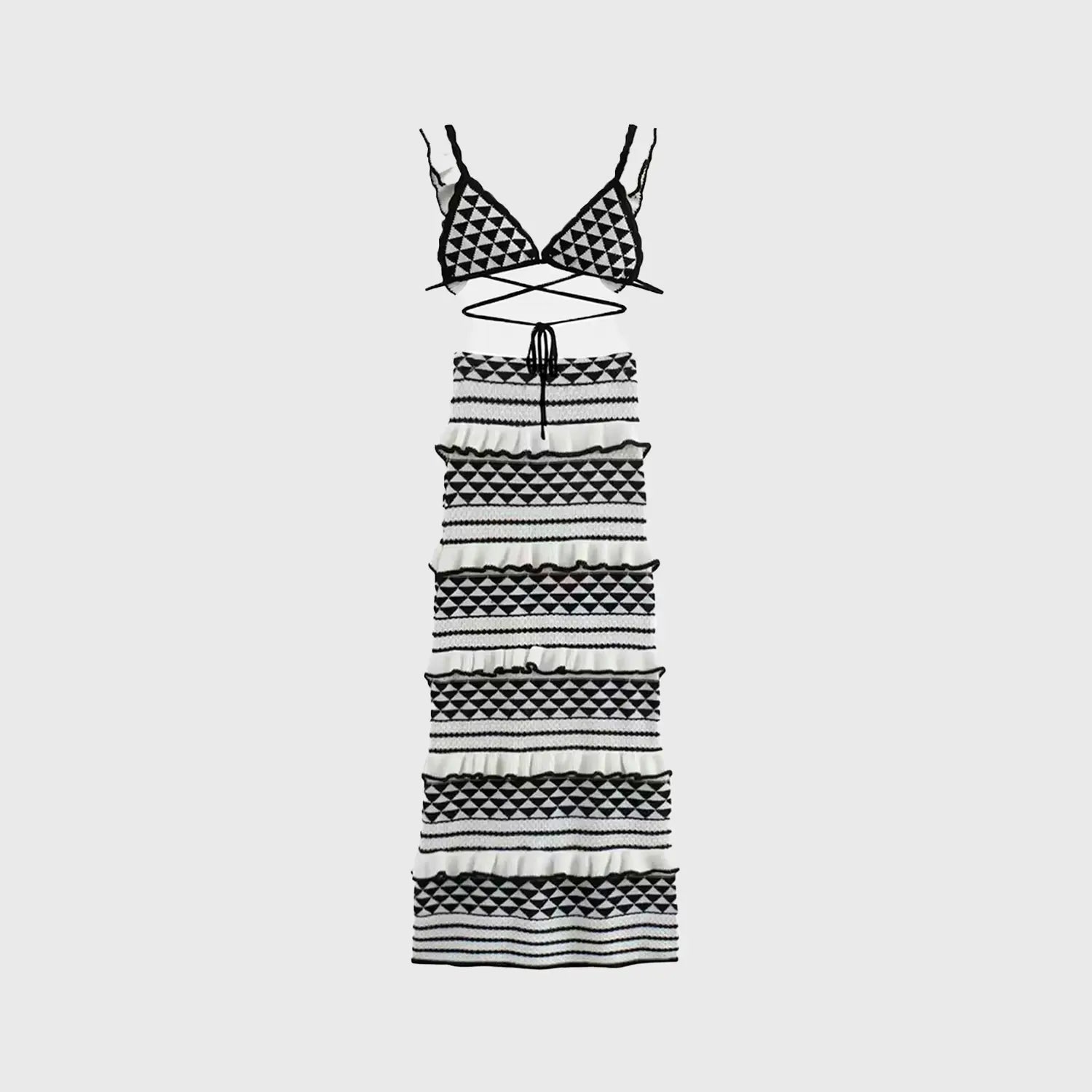 Conjunto de Top e Saia Estampado com Babados Caribe