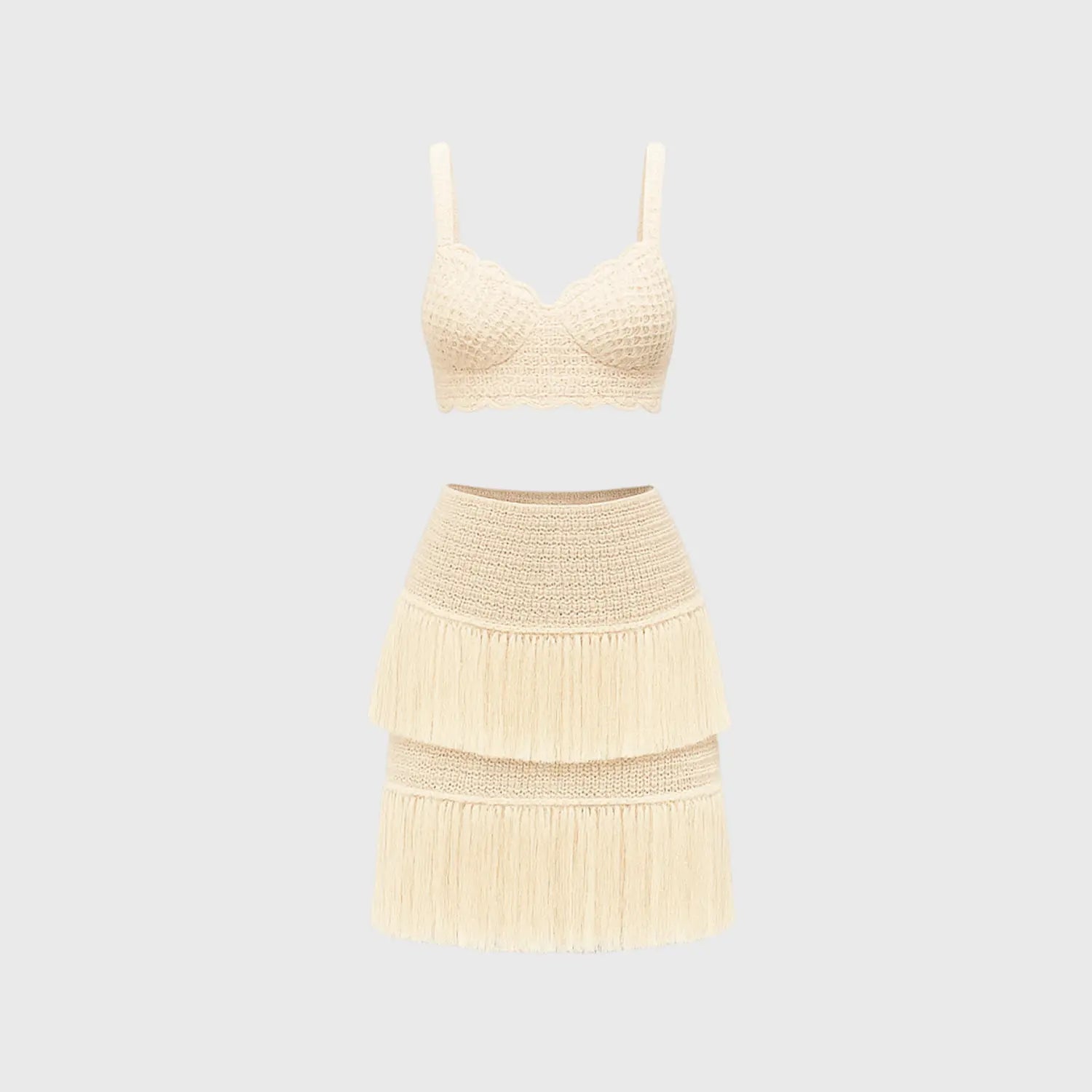 Conjunto de Top Tricot e Saia com Babados Maya