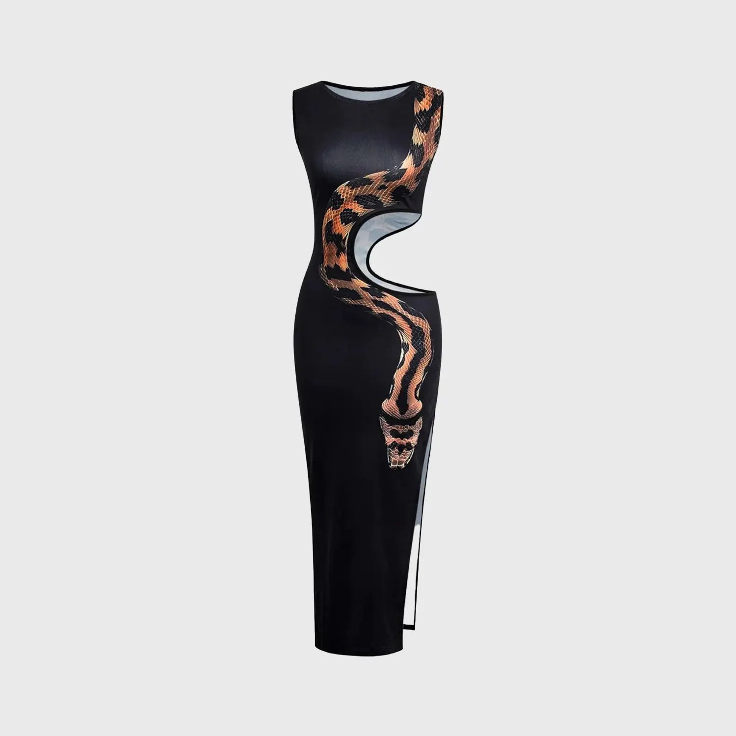 Vestido de Cobra com Fenda Estampado - Piton