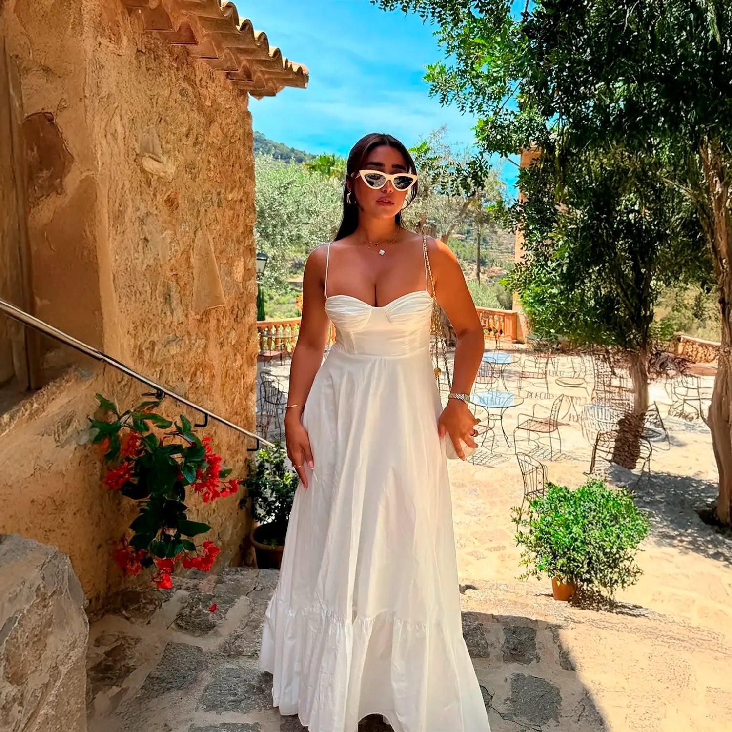 Vestido Longo com Alças de Laços - St. John