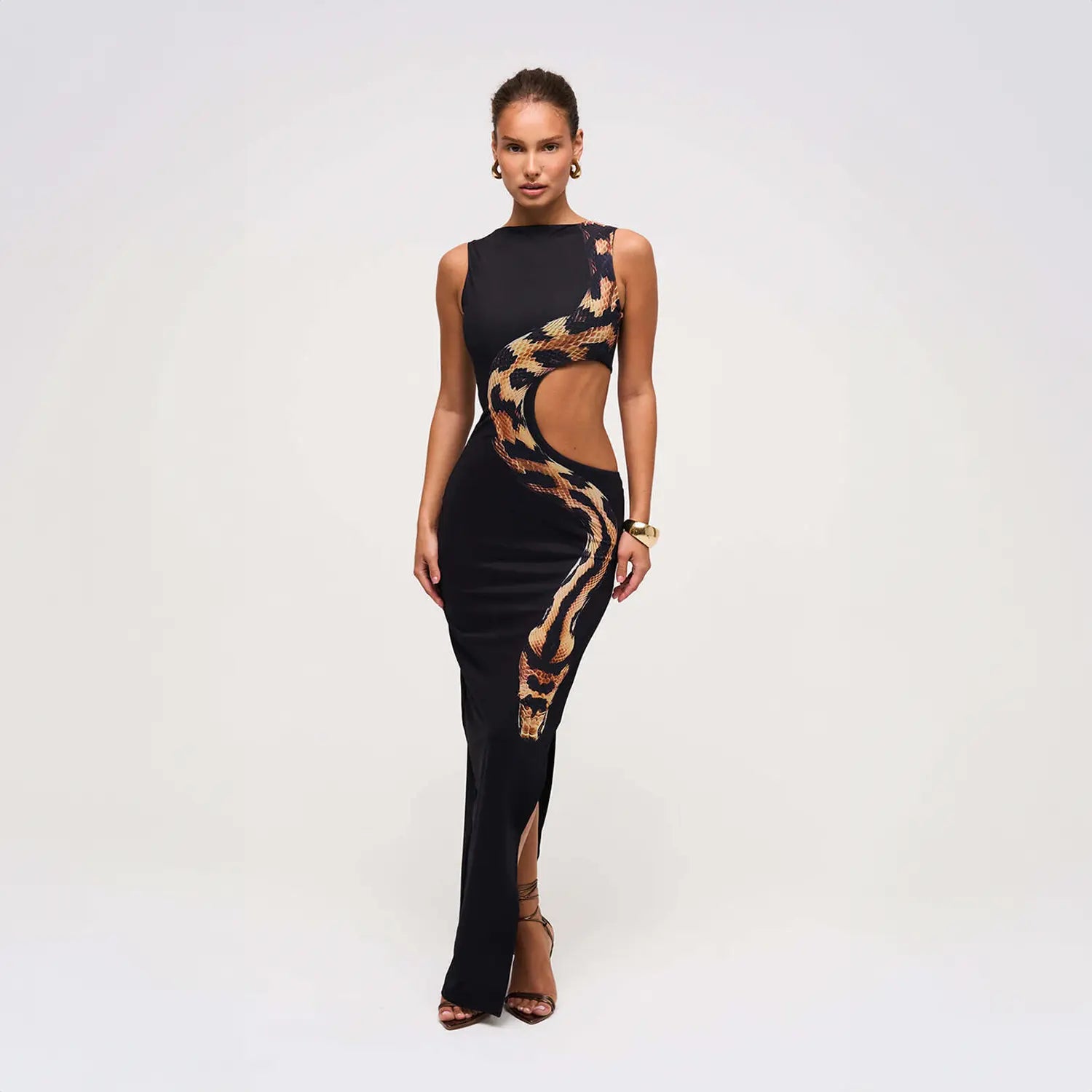 Vestido de Cobra com Fenda Estampado - Piton