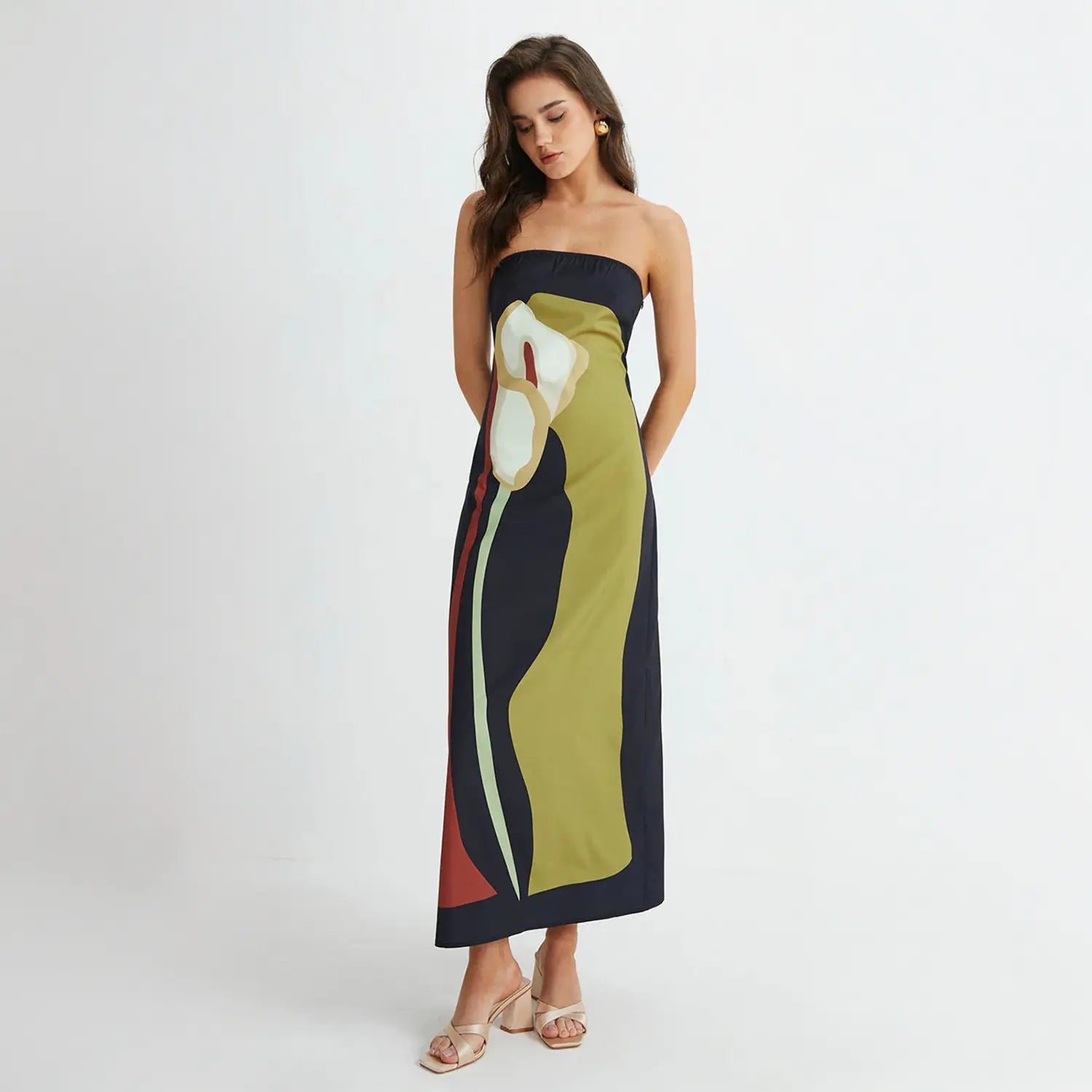 Vestido Longo Aquarelado - Cannes
